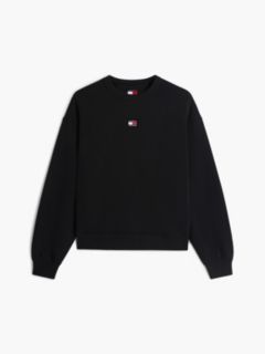 Tommy Badge Boxy Fleece Sweatshirt — Black 8