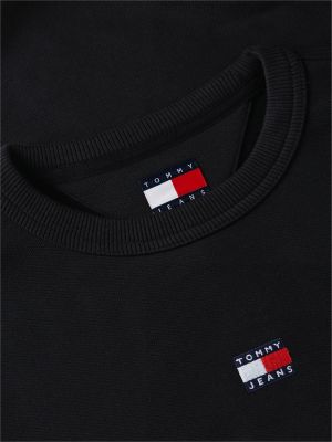 felpa squadrata con distintivo tommy nero da donne tommy jeans