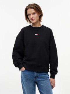 Tommy Badge Boxy Fleece Sweatshirt — Black 1
