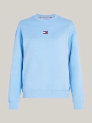 sweat boxy à badge bleu pour femmes tommy jeans