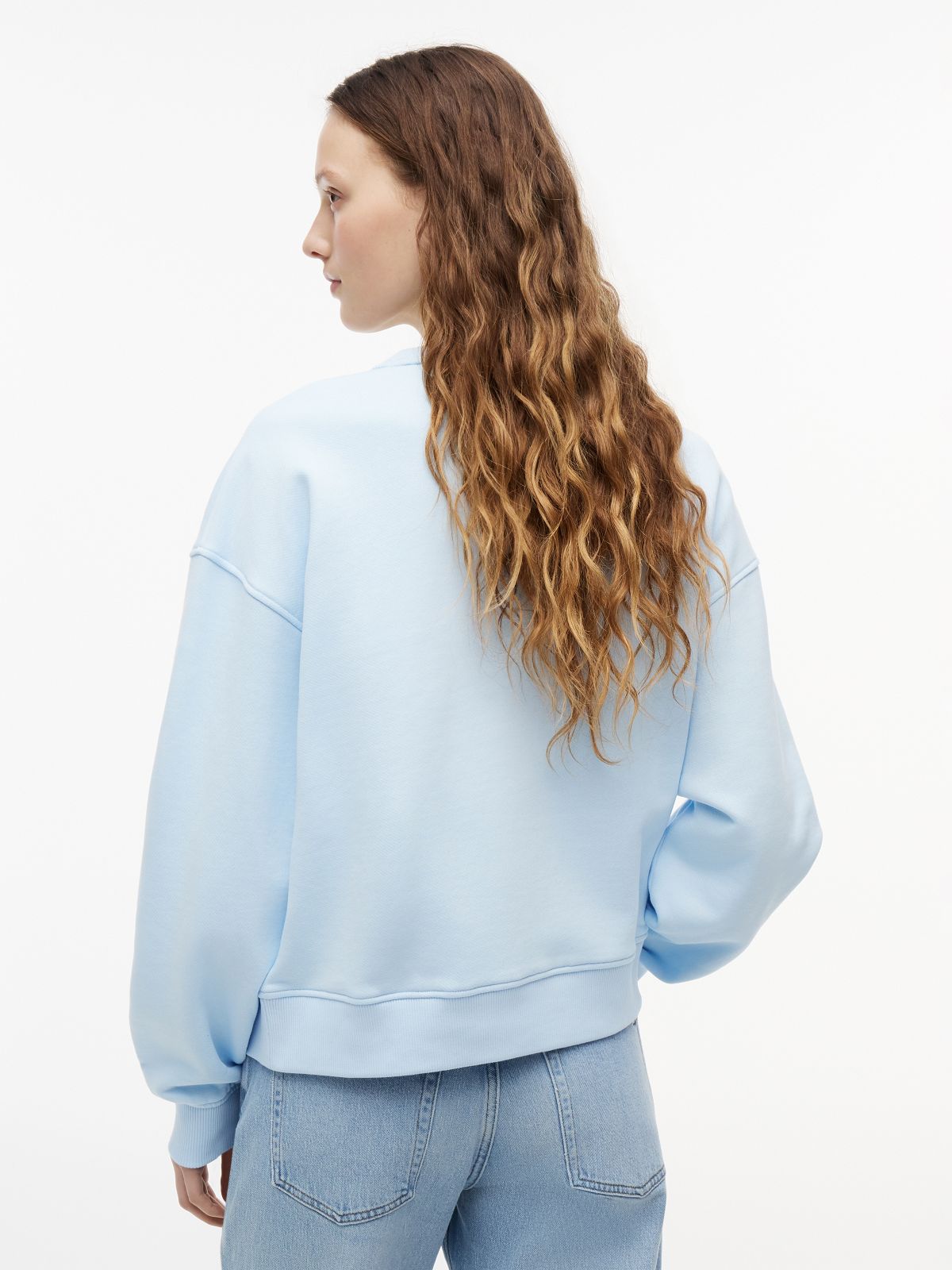 Tommy Badge Boxy Fleece Sweatshirt — Blue