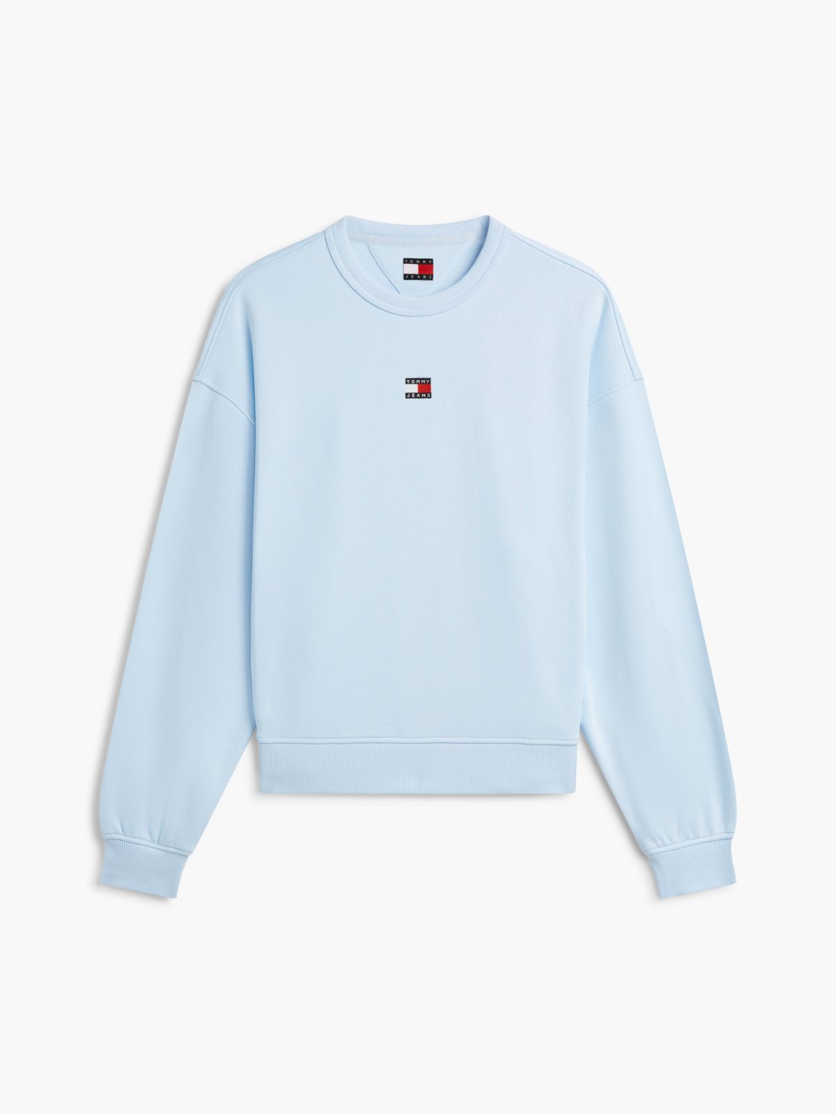 Tommy Badge Boxy Fleece Sweatshirt — Blue