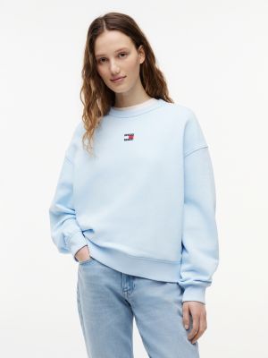 blue tommy badge boxy fit sweatshirt aus fleece für damen - tommy jeans