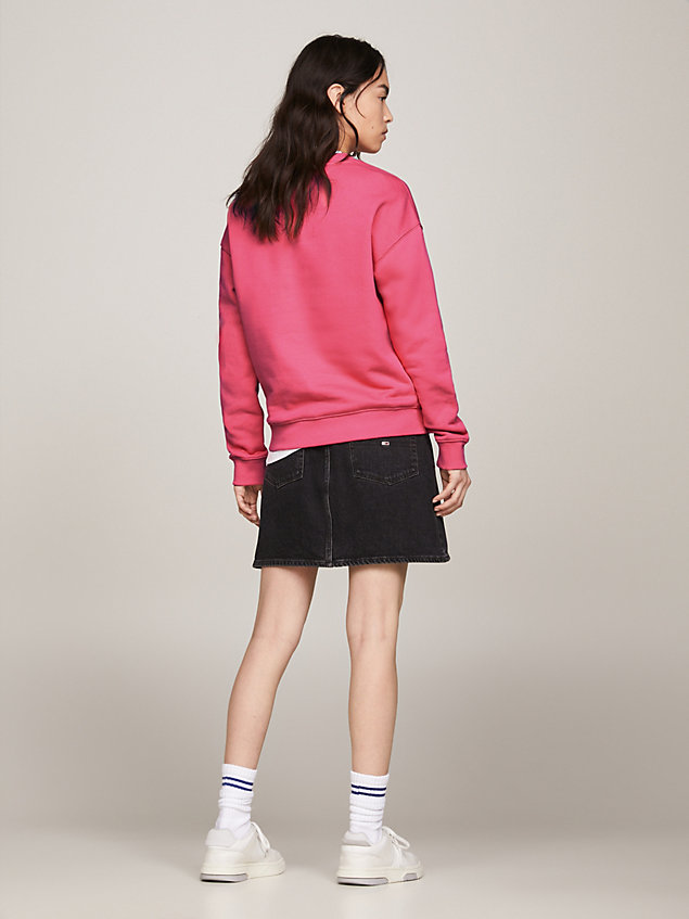 pink badge terry boxy fit sweatshirt for women tommy jeans