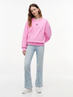 Tommy Badge Boxy Fleece Sweatshirt — Pink 2