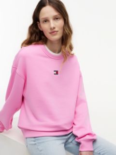 Tommy Badge Boxy Fleece Sweatshirt — Pink 3