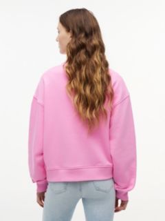 Tommy Badge Boxy Fleece Sweatshirt — Pink 4