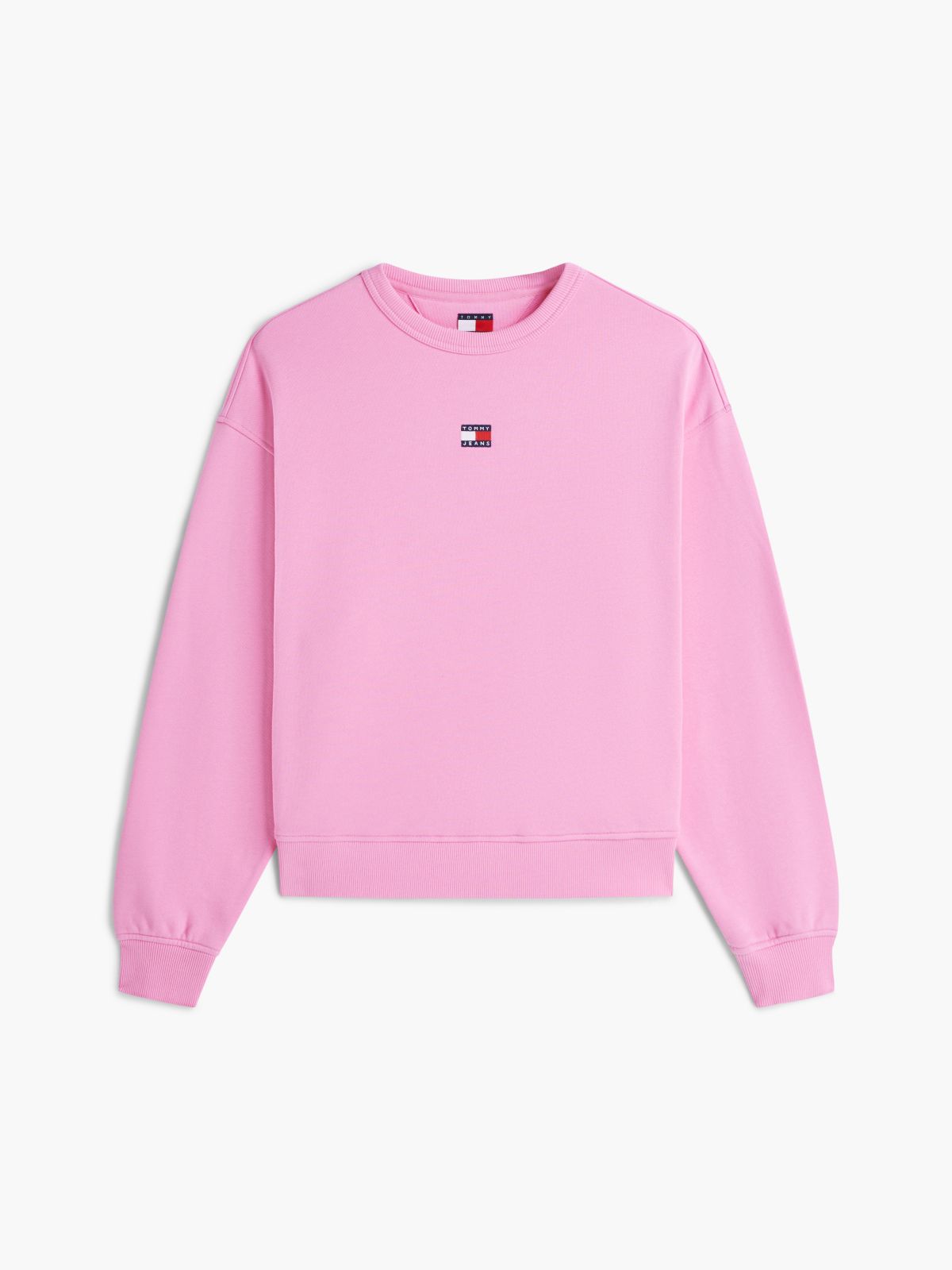 Tommy Badge Boxy Fleece Sweatshirt — Pink