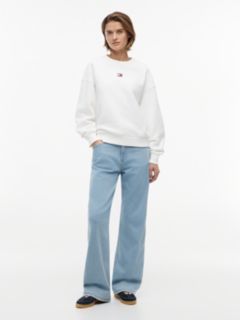 Tommy Badge Boxy Fleece Sweatshirt — White 2