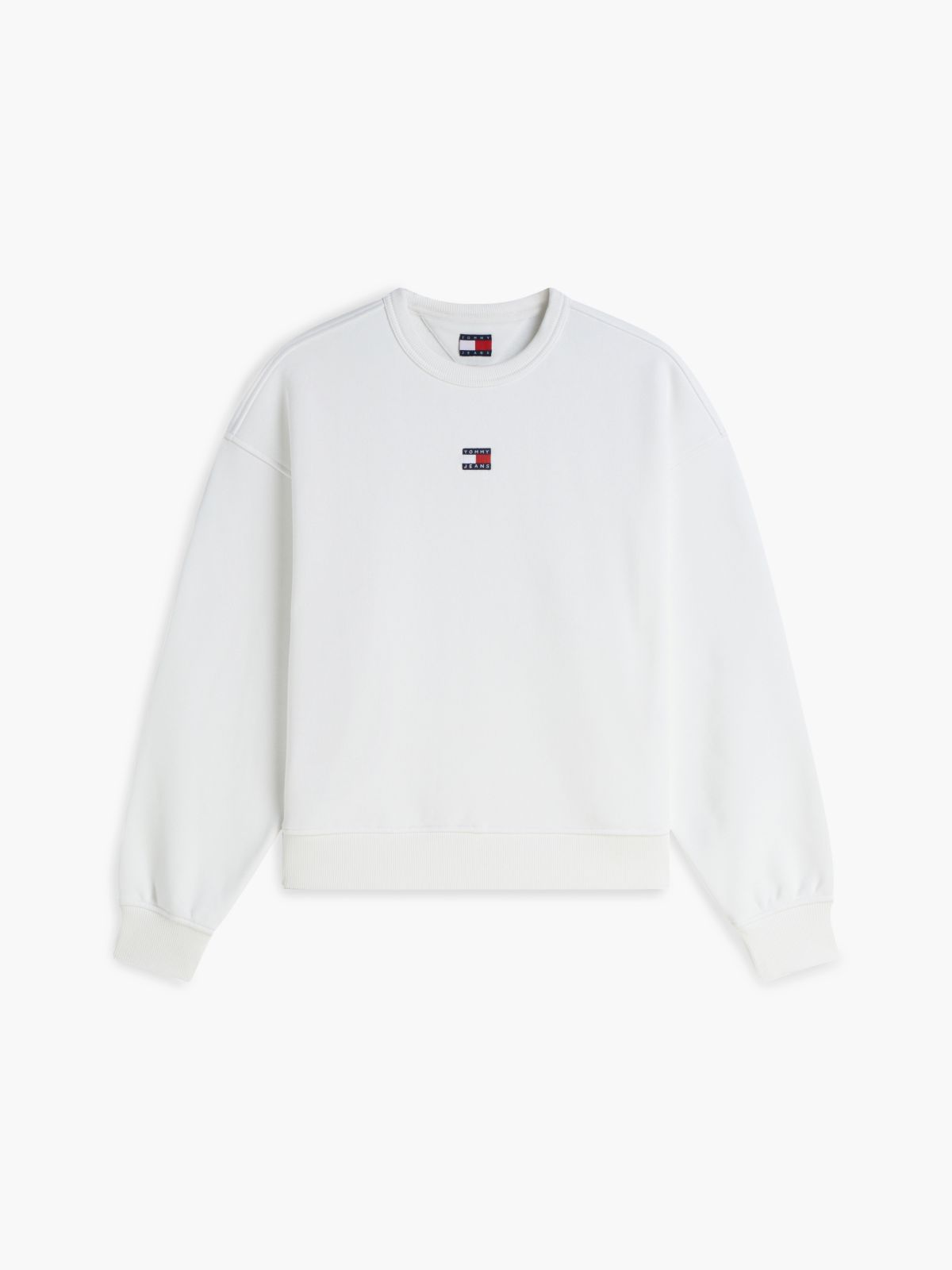 Tommy Badge Boxy Fleece Sweatshirt — White