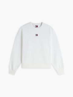 Tommy Badge Boxy Fleece Sweatshirt — White 5