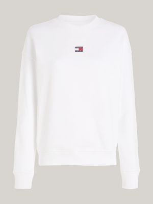 white badge boxy fit sweatshirt for women tommy jeans