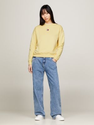 felpa squadrata con distintivo giallo da donne tommy jeans