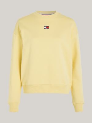 felpa squadrata con distintivo giallo da donne tommy jeans