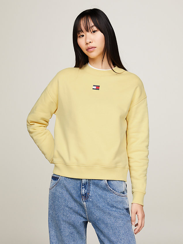 yellow tommy badge boxy fit sweatshirt for women tommy jeans