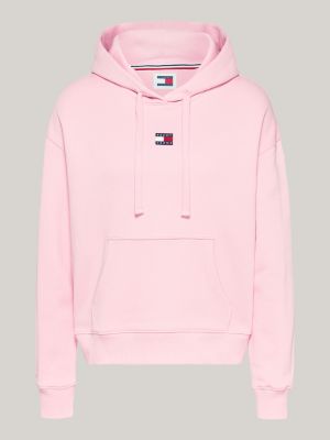 felpa squadrata con cappuccio e distintivo rosa da donne tommy jeans