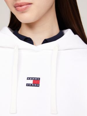 sweat à capuche boxy à badge gris pour femmes tommy jeans