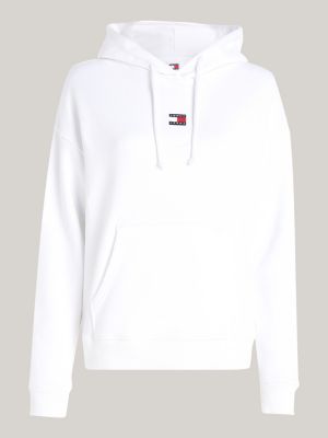 sweat à capuche boxy à badge gris pour femmes tommy jeans