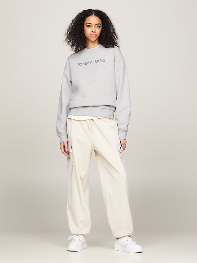 grey classics bold logo relaxed fit sweatshirt for women tommy jeans