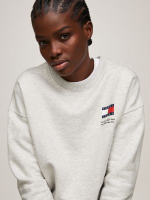 Flag Graphic Crew Neck Boxy Sweatshirt Grey Tommy Hilfiger