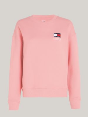 Flag Graphic Crew Neck Boxy Sweatshirt, Pink