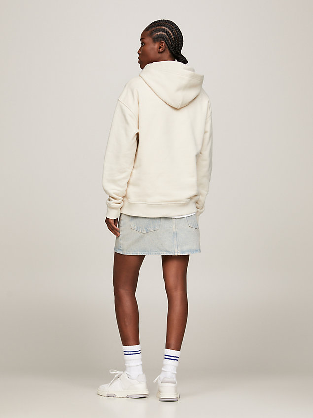 beige classics logo relaxed fit hoody for women tommy jeans
