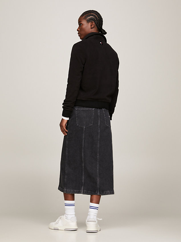 black classics fleece sweatshirt met rits bij de hals voor dames - tommy jeans