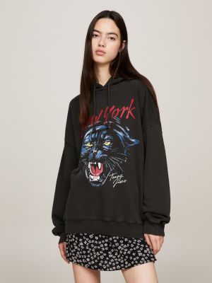 Panther Graphic Oversized Fit Hoody | Black | Tommy Hilfiger