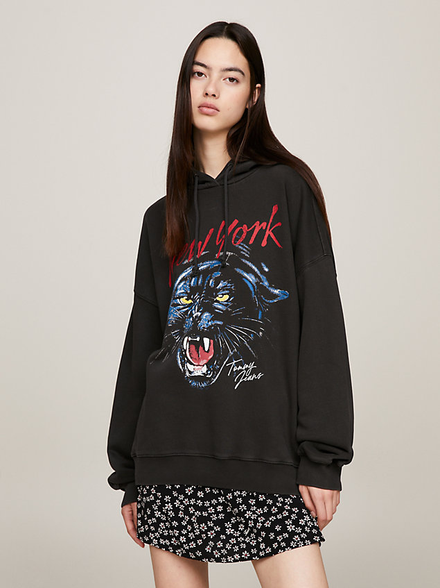 black panther graphic oversized fit hoody for women tommy jeans