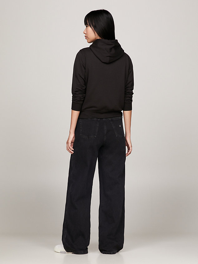 black signature logo zip-thru hoody for women tommy jeans