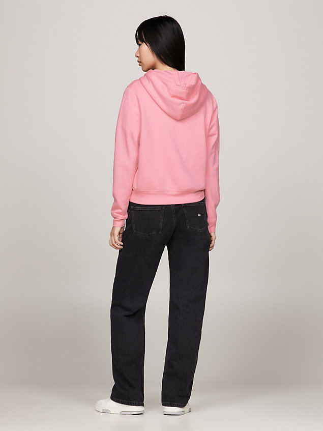 pink reißverschluss-hoodie mit signatur-logo für damen - tommy jeans