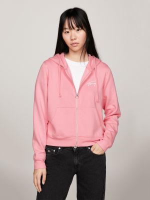 Tommy hilfiger pink hot sale zip up hoodie