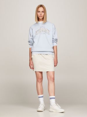 blue relaxed fit sweatshirt mit varsity-logo für damen - tommy jeans