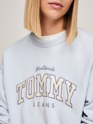 Tommy Hilfiger Womens Knit Panel French Terry Sweatshirt Blue