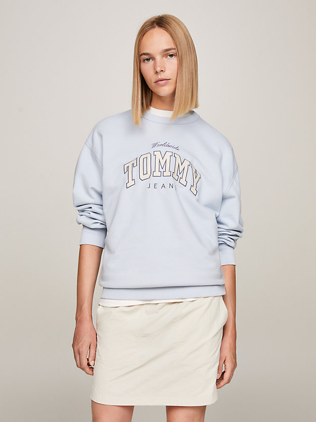 blue varsity logo relaxed fit sweatshirt for women tommy jeans