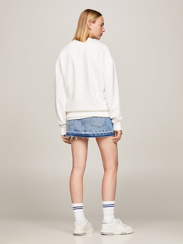 wit varsity relaxed fit sweatshirt met logo voor dames - tommy jeans