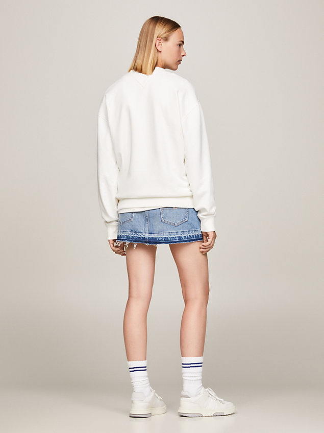 white relaxed fit sweatshirt mit varsity-logo für damen - tommy jeans
