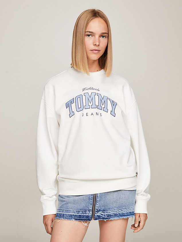 sudadera de corte amplio con logo white de mujeres tommy jeans