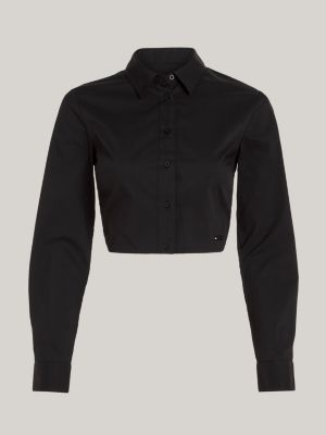 black open back cropped fit shirt for women tommy jeans