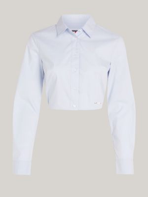 blue open back cropped fit shirt for women tommy jeans
