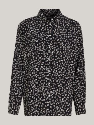 Ditsy Floral Print Boyfriend Fit Blouse Black Tommy Hilfiger