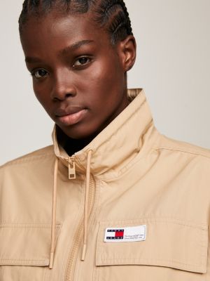 ZipThru Cropped Short Sleeve Cargo Shirt Beige Tommy Hilfiger