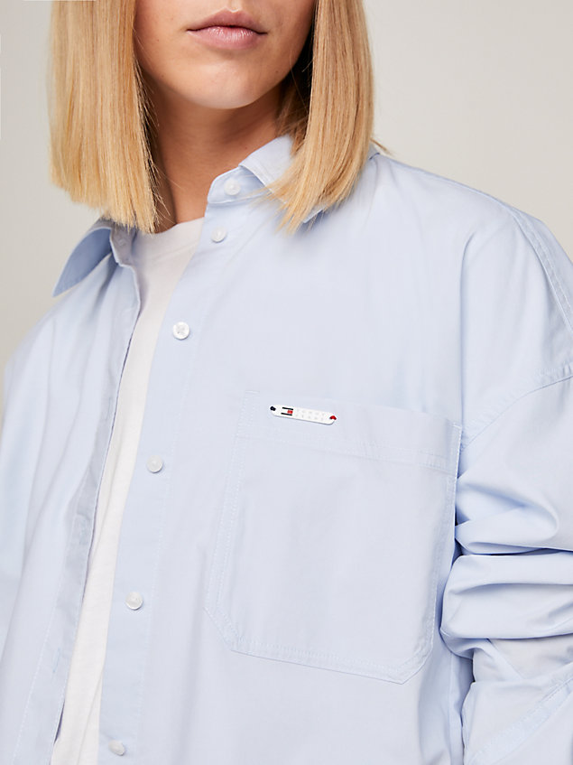 blue patch pocket oversized shirt for women tommy jeans