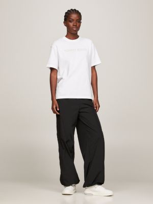 white classics logo relaxed fit jersey t-shirt for women tommy jeans