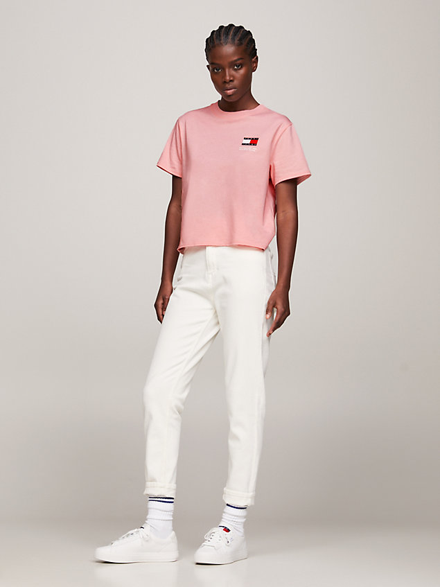 pink boxy fit jersey-t-shirt mit logo für damen - tommy jeans