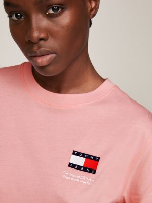 Boxy fit jersey T shirt met logo Roze Tommy Hilfiger