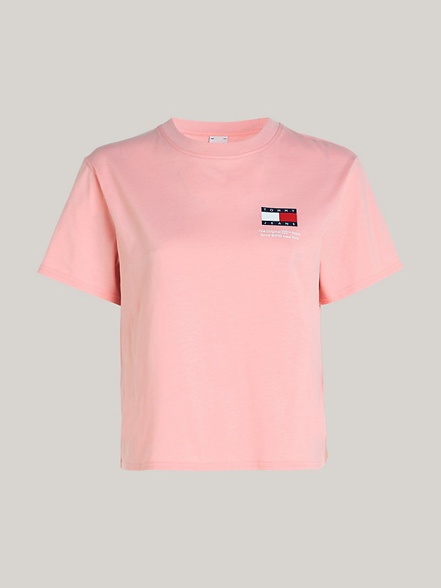 pink boxy fit jersey-t-shirt mit logo für damen - tommy jeans