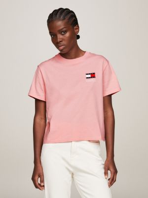 Tommy Hilfiger Women's Big Logo Line T-Shirt, Flamingo Pink, Small :  : Clothing, Shoes & Accessories