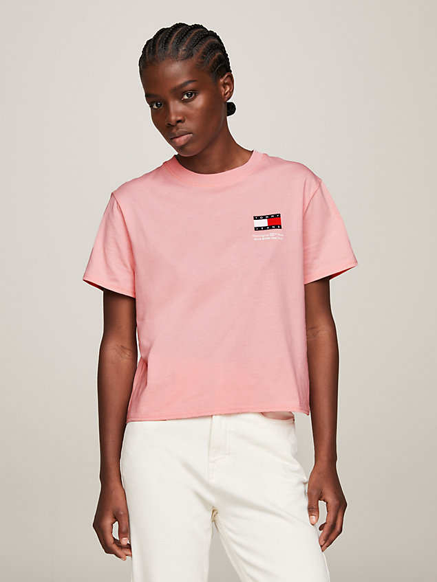 pink logo boxy fit jersey t-shirt for women tommy jeans