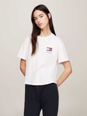 Logo Boxy Fit Jersey T-Shirt | White | Tommy Hilfiger